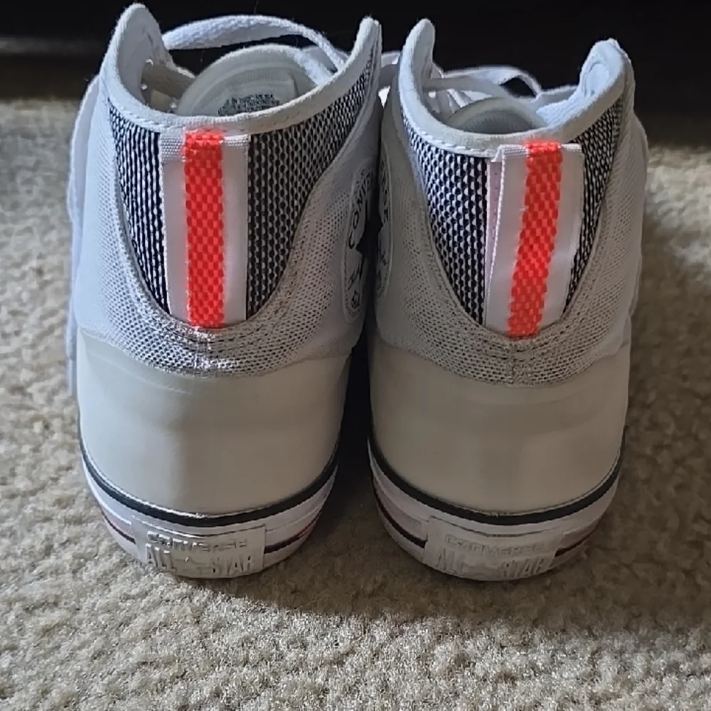 Converse White High-Top Canvas Sneakers with Black Trim - Picture 3 of 5